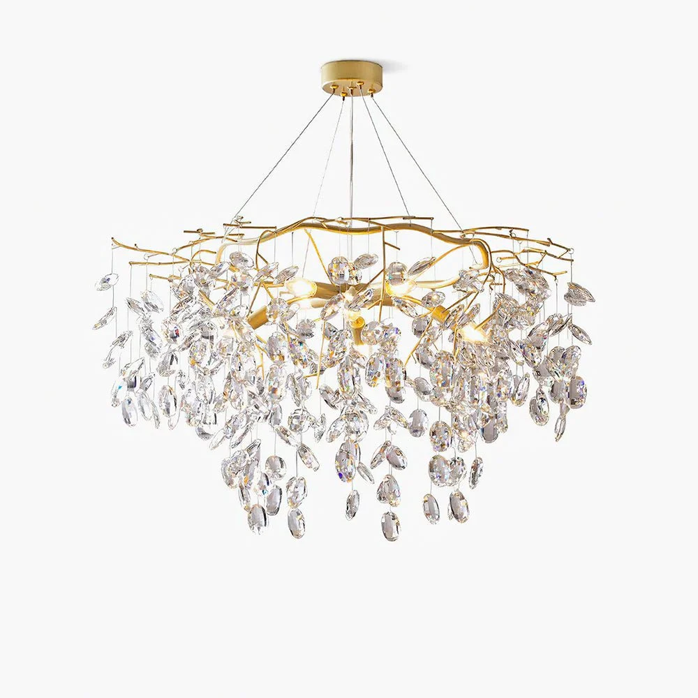 Lustra Lámparas de araña Ramas Cristal Dorado LED