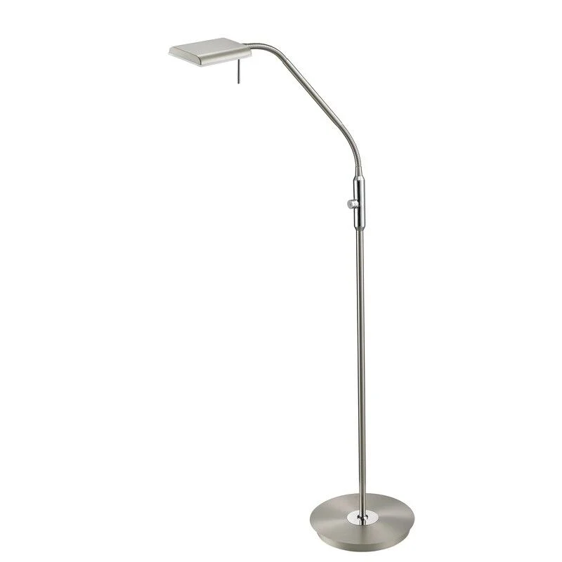 Lámpara de pie moderna níquel, Robin, 12W, 3000K LED, con regulador táctil