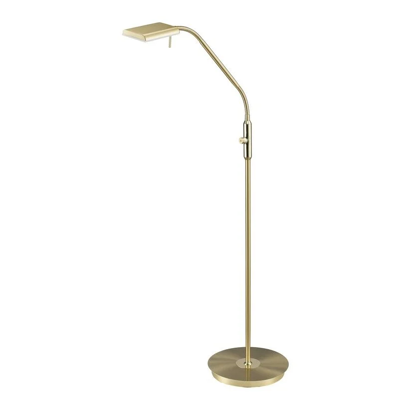 Lámpara de pie moderna latón, Robin, 12W, 3000K LED, con regulador táctil