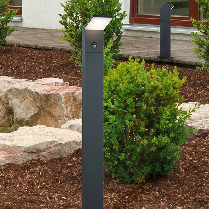 Lámpara de pie exterior con sensor de movimiento moderna antracita, Solana, 9W, 3000K LED, IP54