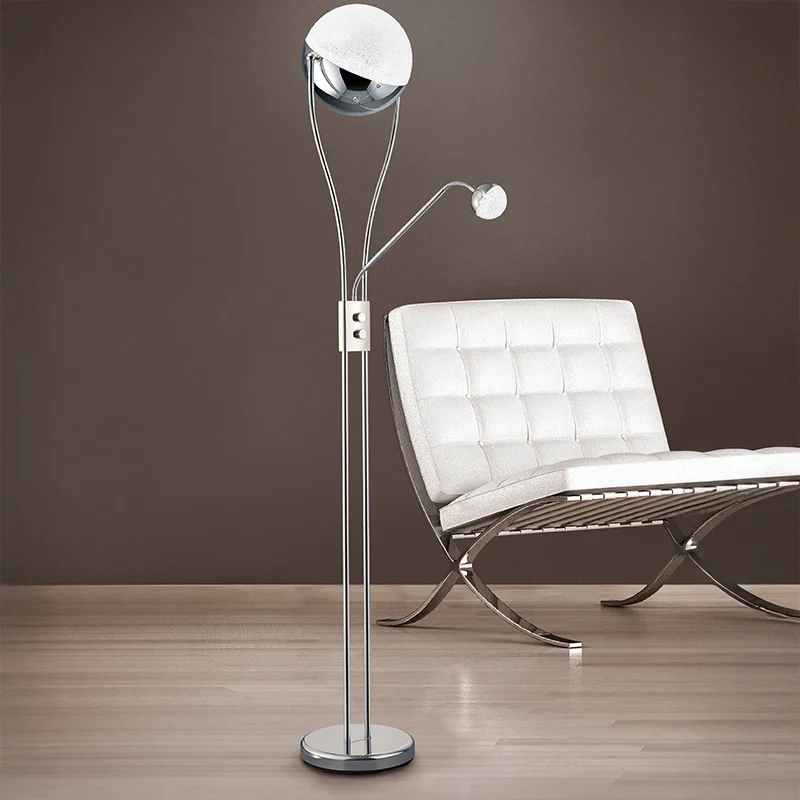 Lámpara de pie retro cromada, Xelly, 22W, 3000K LED, con interruptor