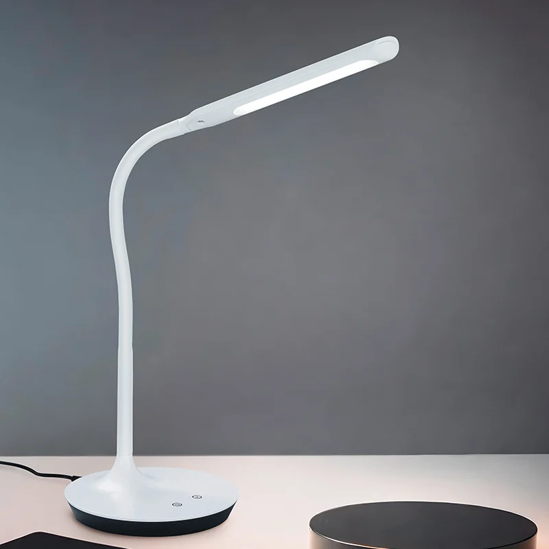 Flexo moderno blanco, Yanis, 5W, ajustable entre luz blanco cálido y frío LED, con interruptor