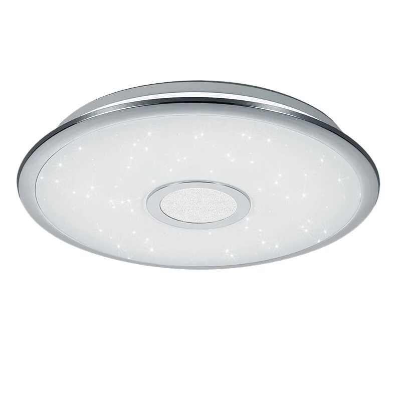 Plafón de techo de plástico cromado, Yailee, 30W, ajustable entre luz blanco cálido y frío LED, con mando a distancia