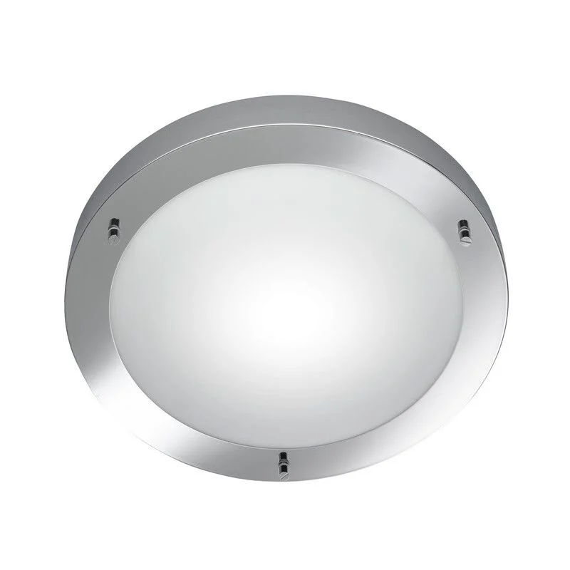 Lámpara de techo baño de vidrio níquel, Hadleigh, IP44
