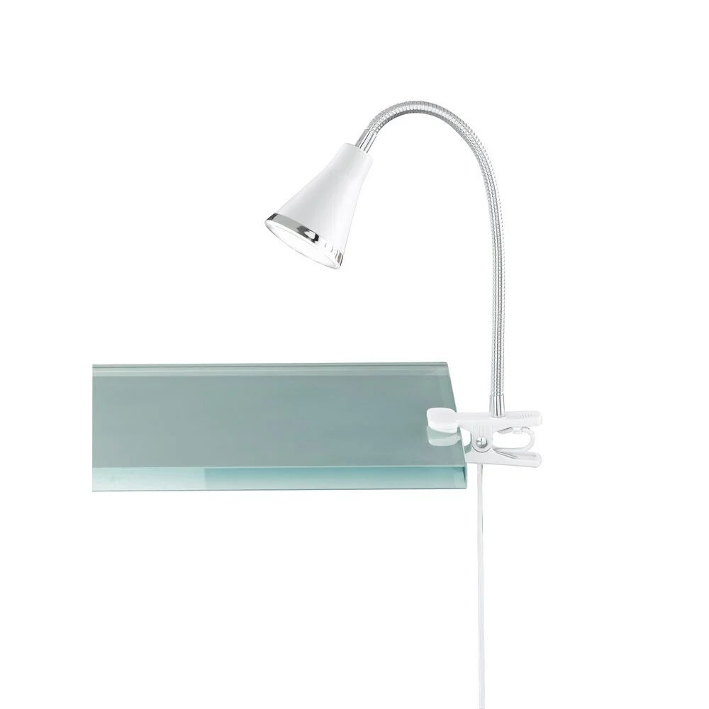 Foco pinza de plástico blanco, Taimi, 3,8W, 3000K LED, con interruptor