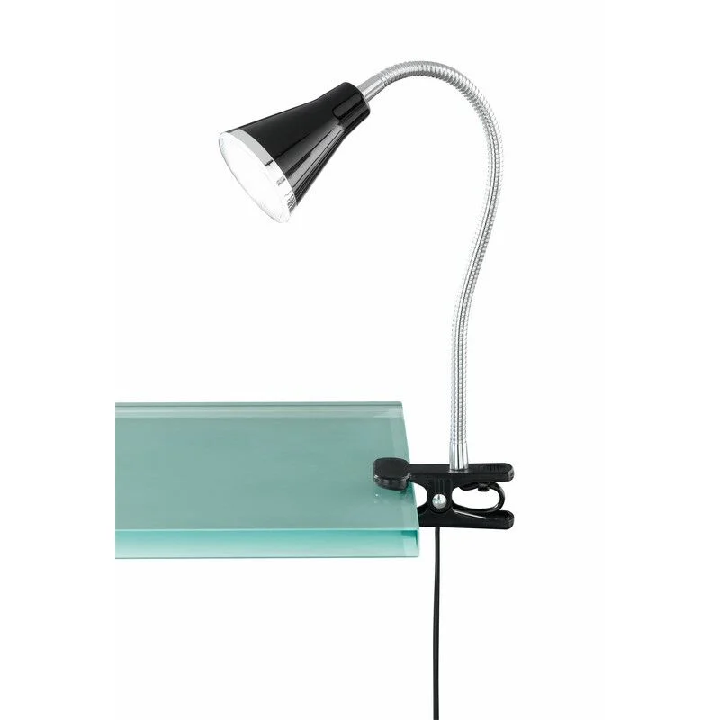 Foco pinza de plástico negro, Taimi, 3,8W, 3000K LED, con interruptor