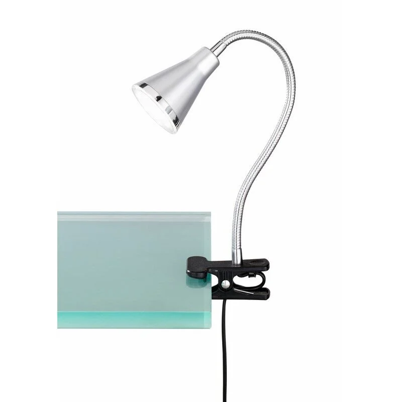 Foco pinza de plástico plateado, Taimi, 3,8W, 3000K LED, con interruptor