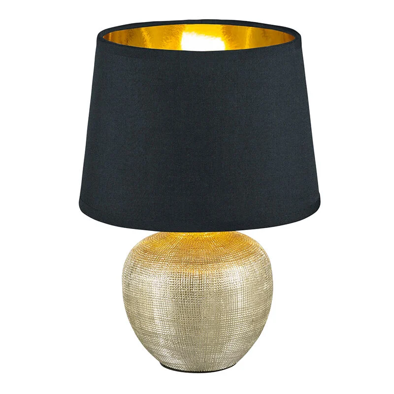 Lámpara de mesa de cerámica dorada, Yet, con interruptor