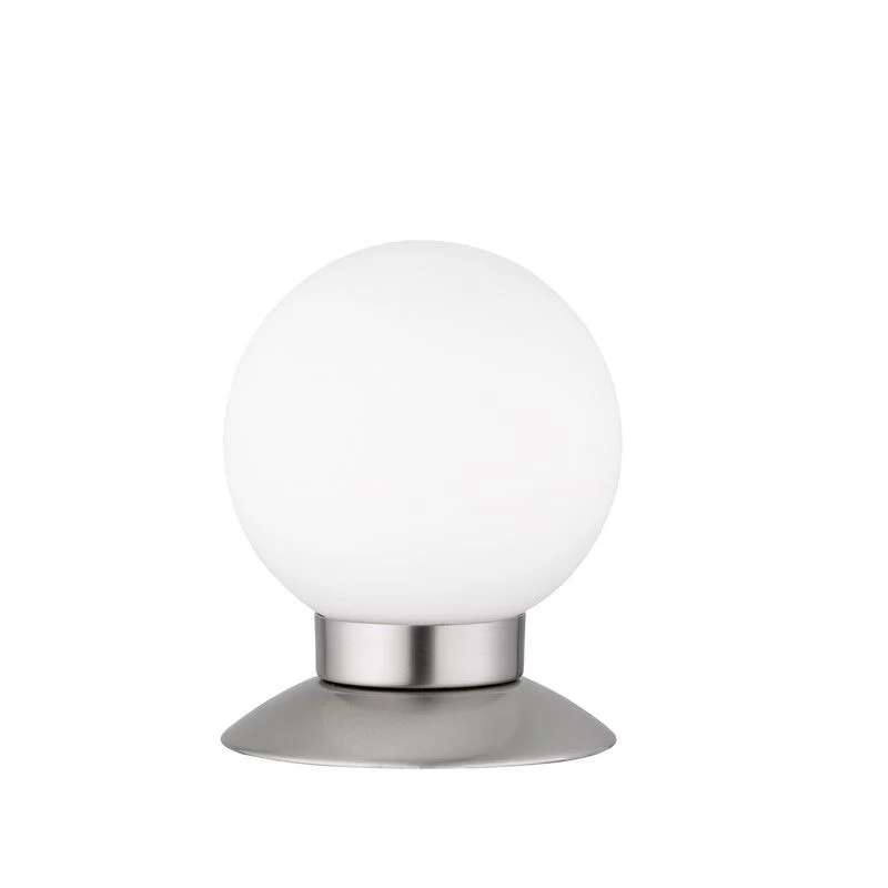 Lámpara de mesa moderna níquel, Nolan, 3W, 3000K LED, con interruptor