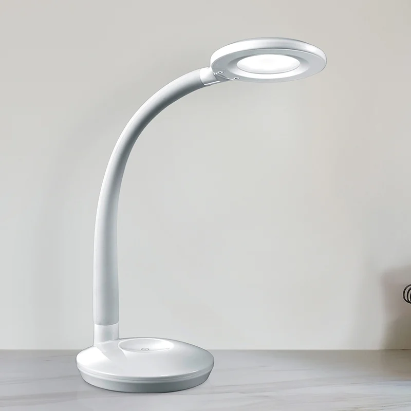 Flexo de plástico blanco, Jesse, 3W, 3000K LED, con regulador táctil