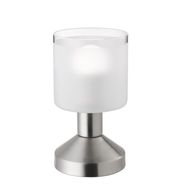 Lámpara de mesa moderna níquel, Vilou, con interruptor