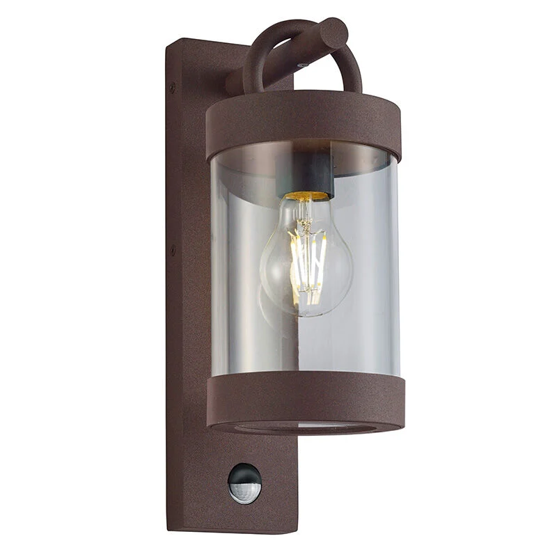 Aplique exterior con sensor de movimiento moderno color óxido, Sambesi, IP44