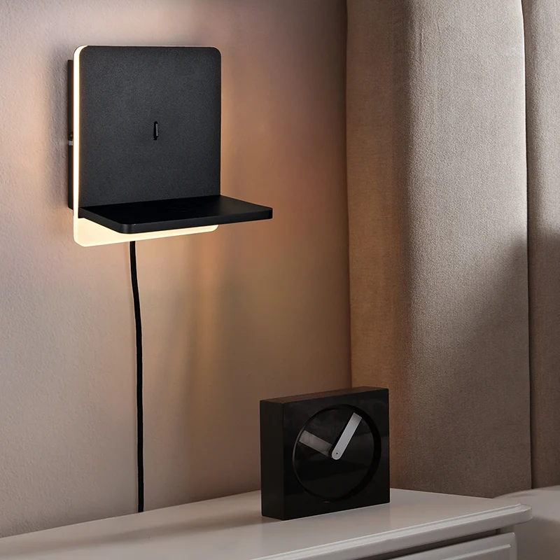 Aplique moderno negro, Margje, 9W, 3000K LED, con interruptor