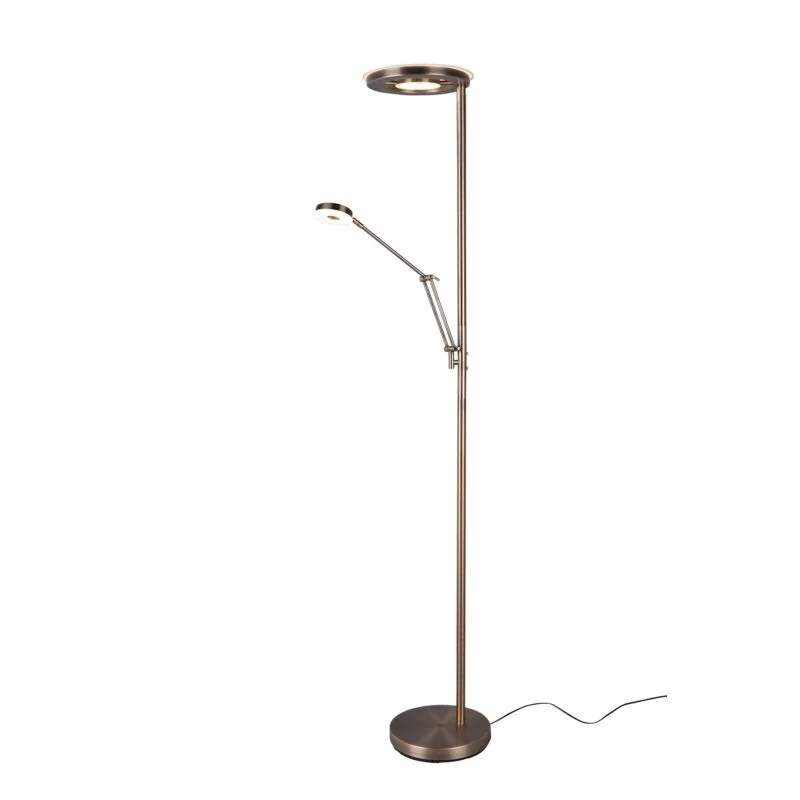Lámpara de pie de lectura moderna bronce, Yazid, 32W, color de luz ajustable LED