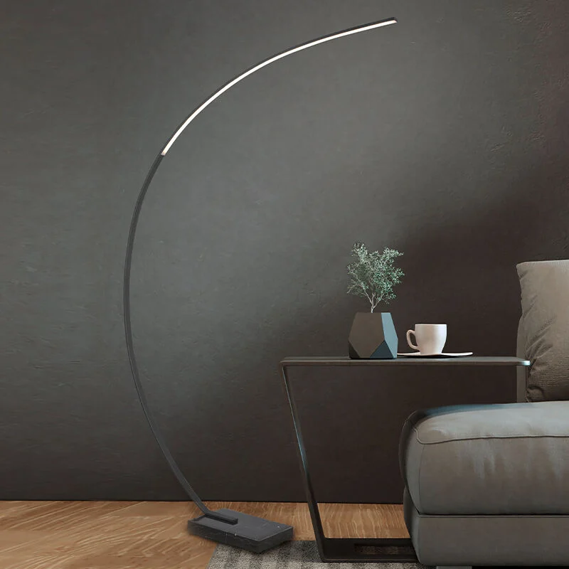 Lámpara de arco moderna negra, Yoel, 18W, 3000K LED, con interruptor