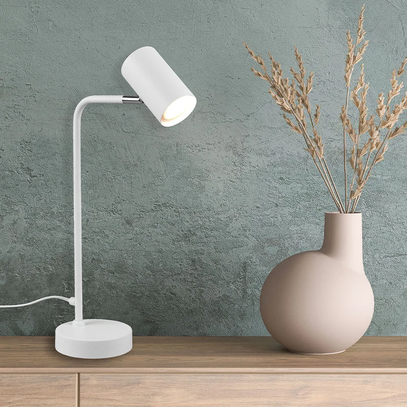 Lámpara de mesa moderna blanca, Kaso, con interruptor