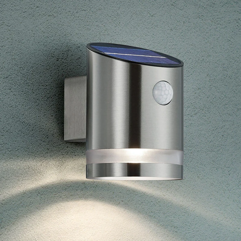 Aplique exterior con sensor de movimiento de acero inoxidable níquel, Suzan, 3W, 3000K LED, IP44