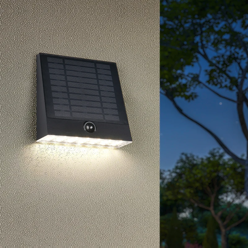 Aplique solar exterior moderno negro, Pontus, 6W, 4000K LED, IP44
