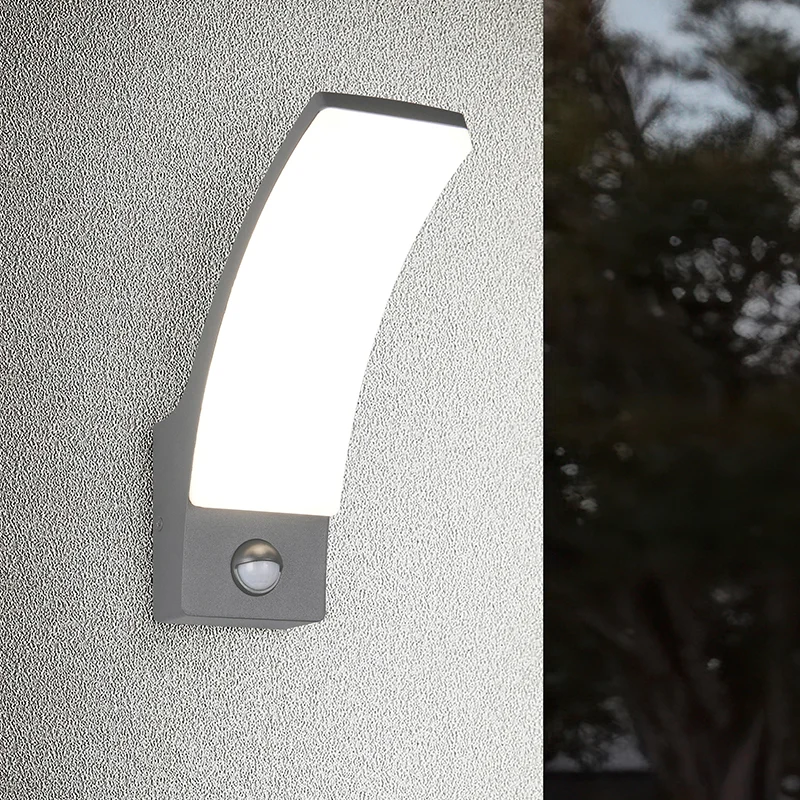 Aplique exterior con sensor de movimiento moderno antracita, Popke, 12,5W, 4000K LED, IP44