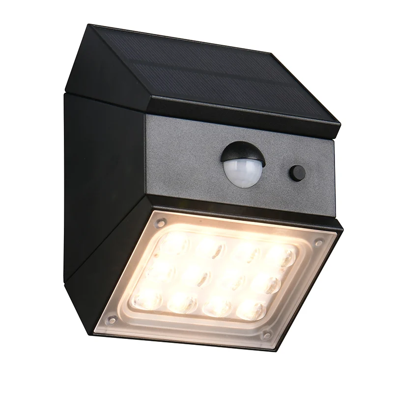 Aplique solar exterior moderno negro, Majida, IP65