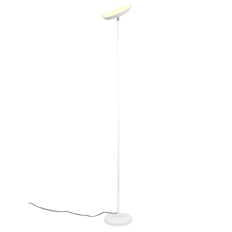 Lámpara de pie moderna blanca, Shahid, 17W, ajustable entre luz blanco cálido y frío LED, con regulador táctil