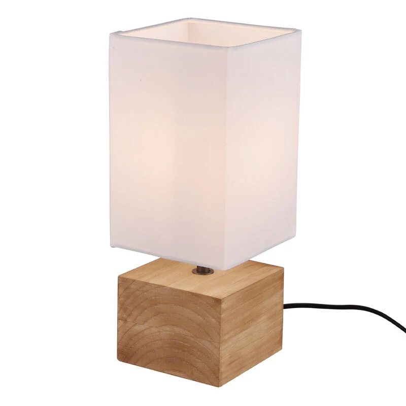 Lámpara de mesa de madera marrón, Job, con interruptor