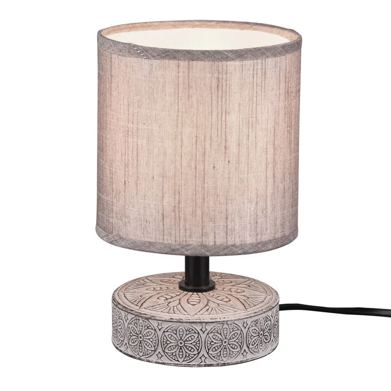 Lámpara de mesa de cerámica marrón, Lola, con interruptor