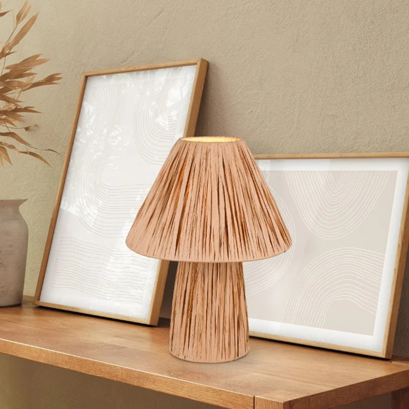 Lámpara de mesa de papel marrón, Nurten, con interruptor