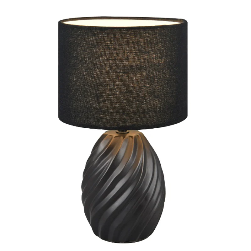 Lámpara de mesa retro negra, Roeland, con interruptor