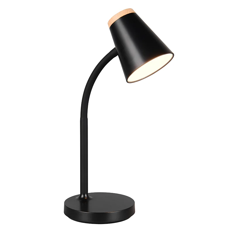 Lámpara de mesa moderna negra, Rahul, 4,5W, 3000K LED, con interruptor