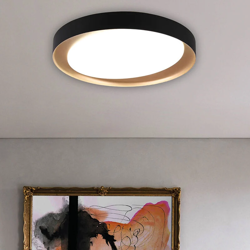 Plafón de techo moderno negro, Joas, 24W, ajustable entre luz blanco cálido y frío LED, con mando a distancia