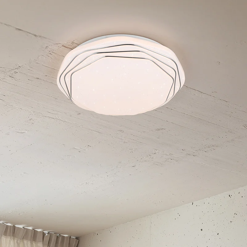 Plafón de techo moderno blanco, Ouafa, 22W, ajustable entre luz blanco cálido y frío LED, con mando a distancia
