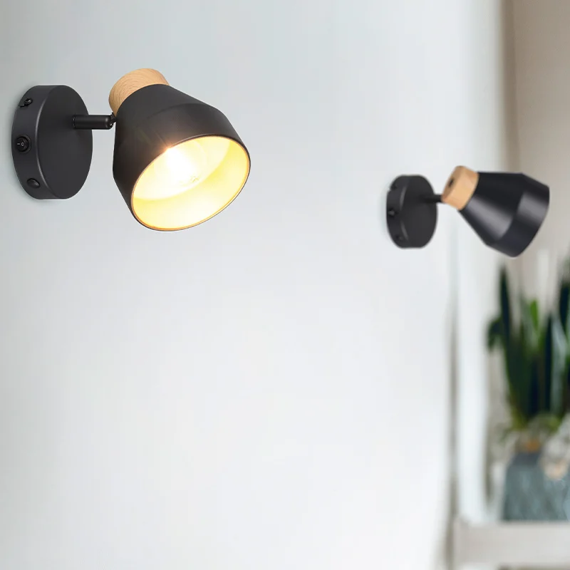 Foco de pared moderno negro, Riette, con interruptor