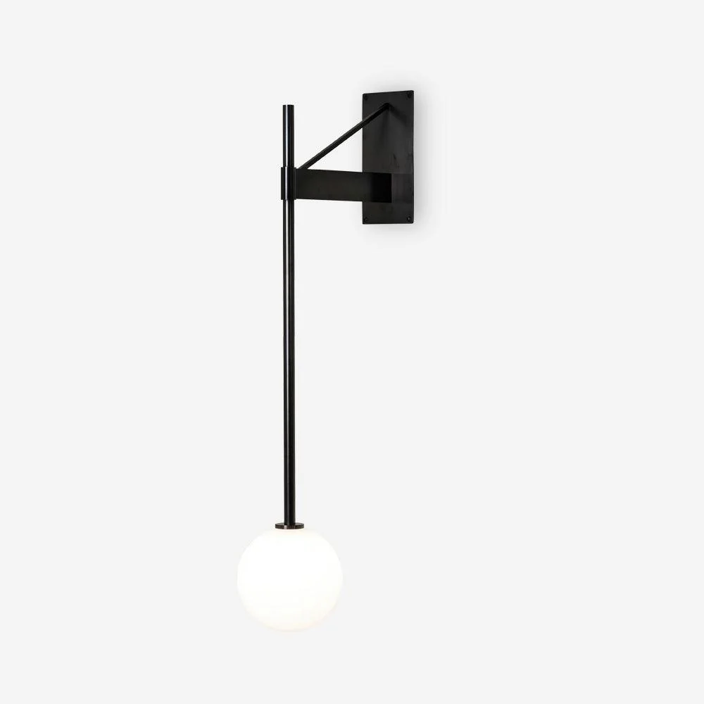 Lámpara de Pared con Varilla de Metal y Globo de Vidrio, Lámpara Minimalista para Mesa de Noche