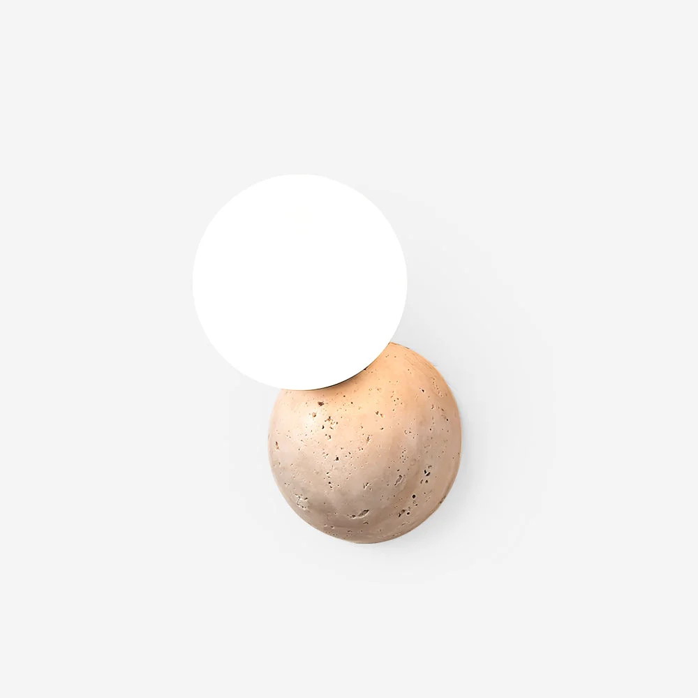 Ritta Lámpara de Pared de Travertino con Diseño de Doble Esfera