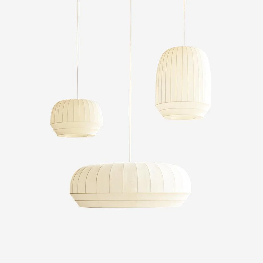Lámpara Colgante Seda Tela Líneas Verticales Minimalista