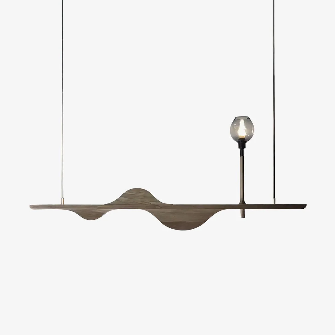 Cushais Lámpara Colgante Elegante Onda de Madera