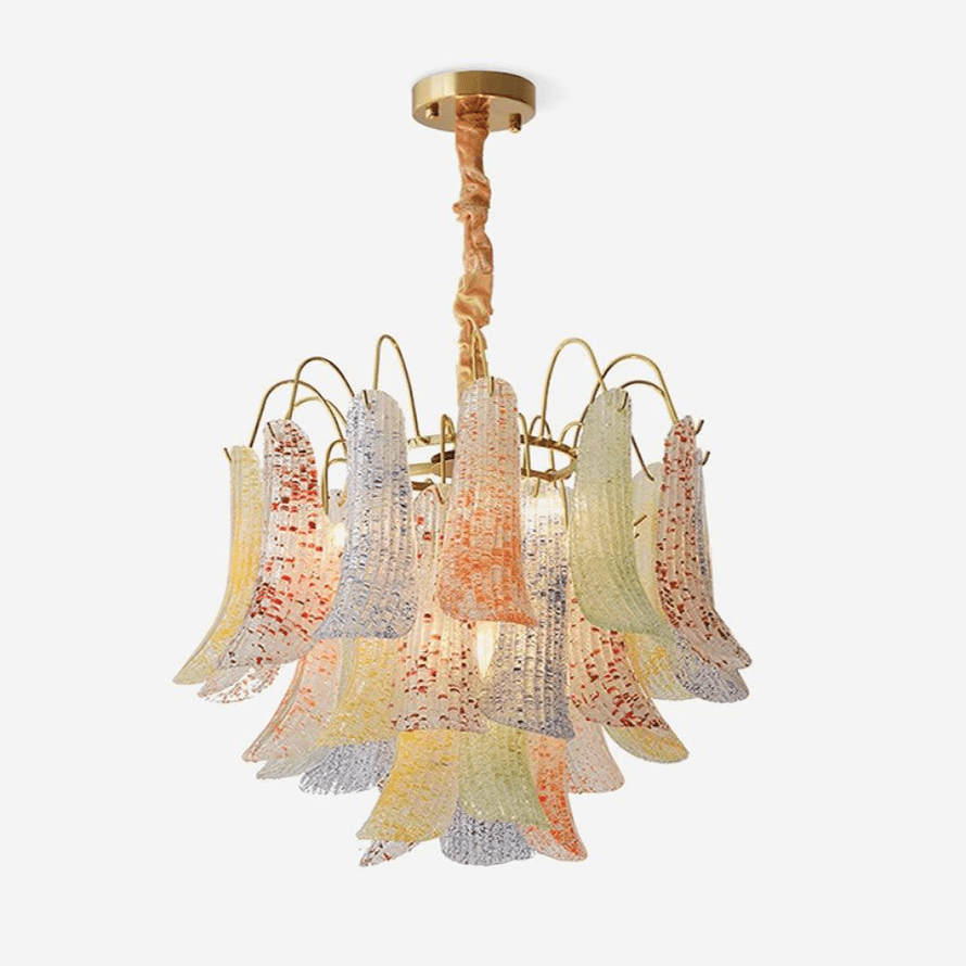 Aurora Araña De Luces Colorido Murano Cristal Pétalos Vintage