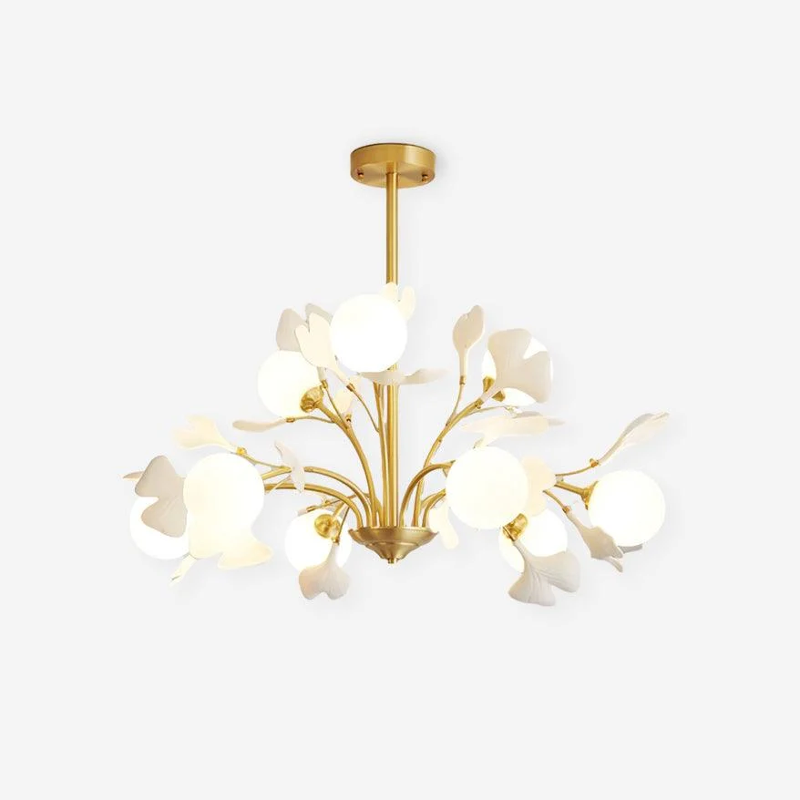 Ginkgo Hoja Araña De Luces Con Escarchado Cristal Globos