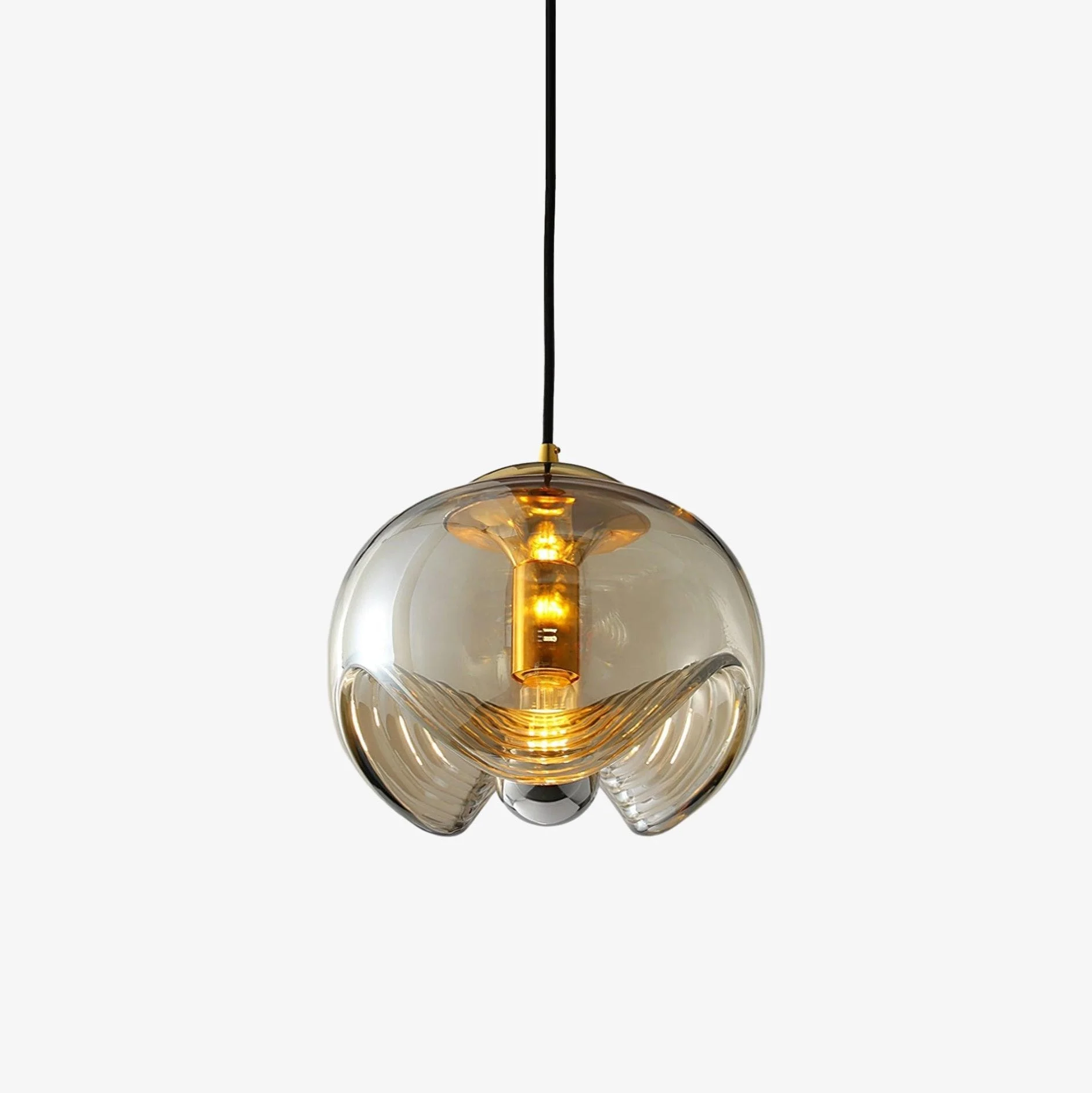 Solara Lámpara Colgante Vidrio Onda Mid-Century Vintage