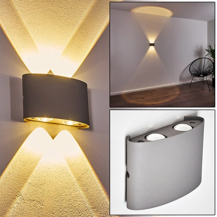 Abaiang Aplique para exterior LED Gris, 1 luz