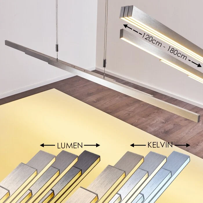 Airolo Lámpara Colgante LED Cromo, Níquel-mate, 3 luces