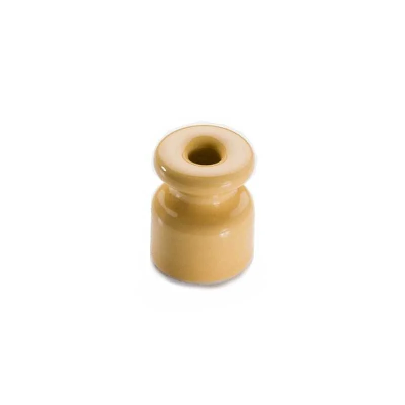 Aislador de porcelana beige grande para cable trenzado