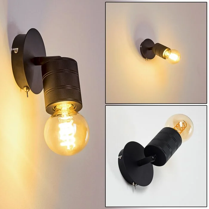 Ajaccio Aplique Negro, 1 luz