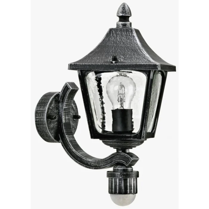 Albert 1822 Aplique para exterior Negro, Plata, 1 luz, Sensor de movimiento