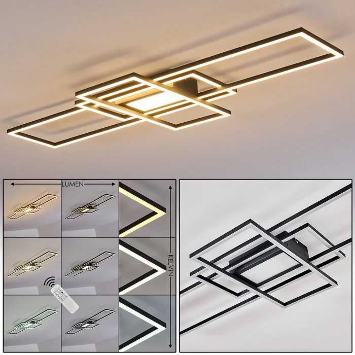Alsterbro Lámpara de Techo LED Negro, 1 luz, Mando a distancia