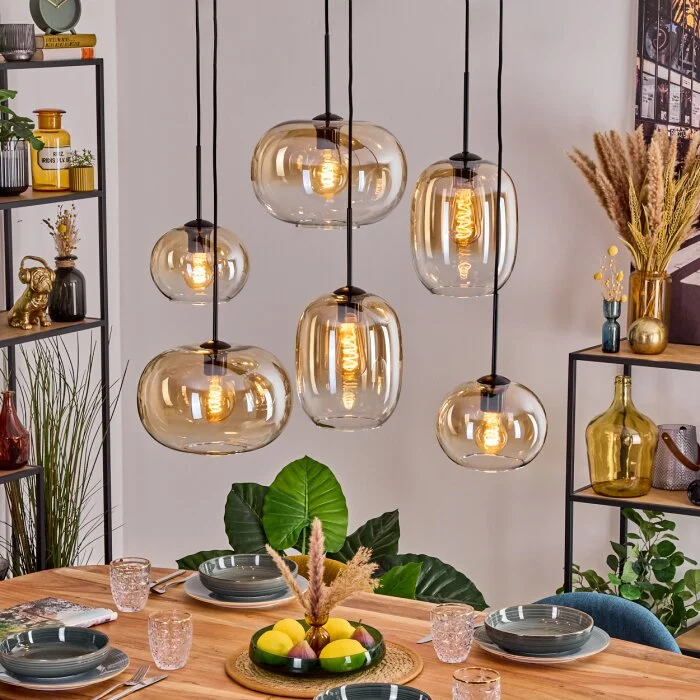 Apedo Lámparas suspendidas, Lámparas colgantes Colores ámbar, Transparente, 6 luces
