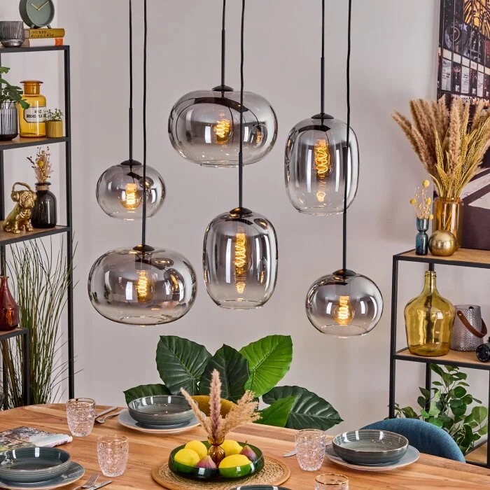 Apedo Lámparas suspendidas, Lámparas colgantes Transparente, Ahumado, 6 luces