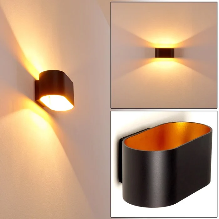 Aplique Dapp Negro-dorado, 1 luz