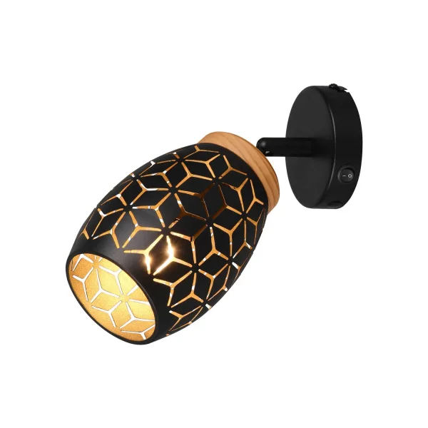 APLIQUE DE PARED 1 LUZ METAL NEGRO E14 BIRKITA